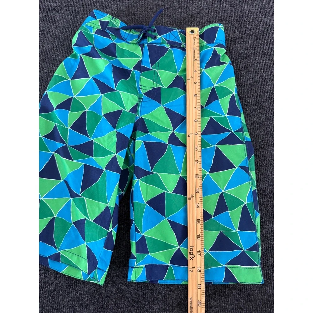 Gymboree Boys Blue‎ Green Geometric Triangle Swim Trunks Mesh Lining Size 10 NWT